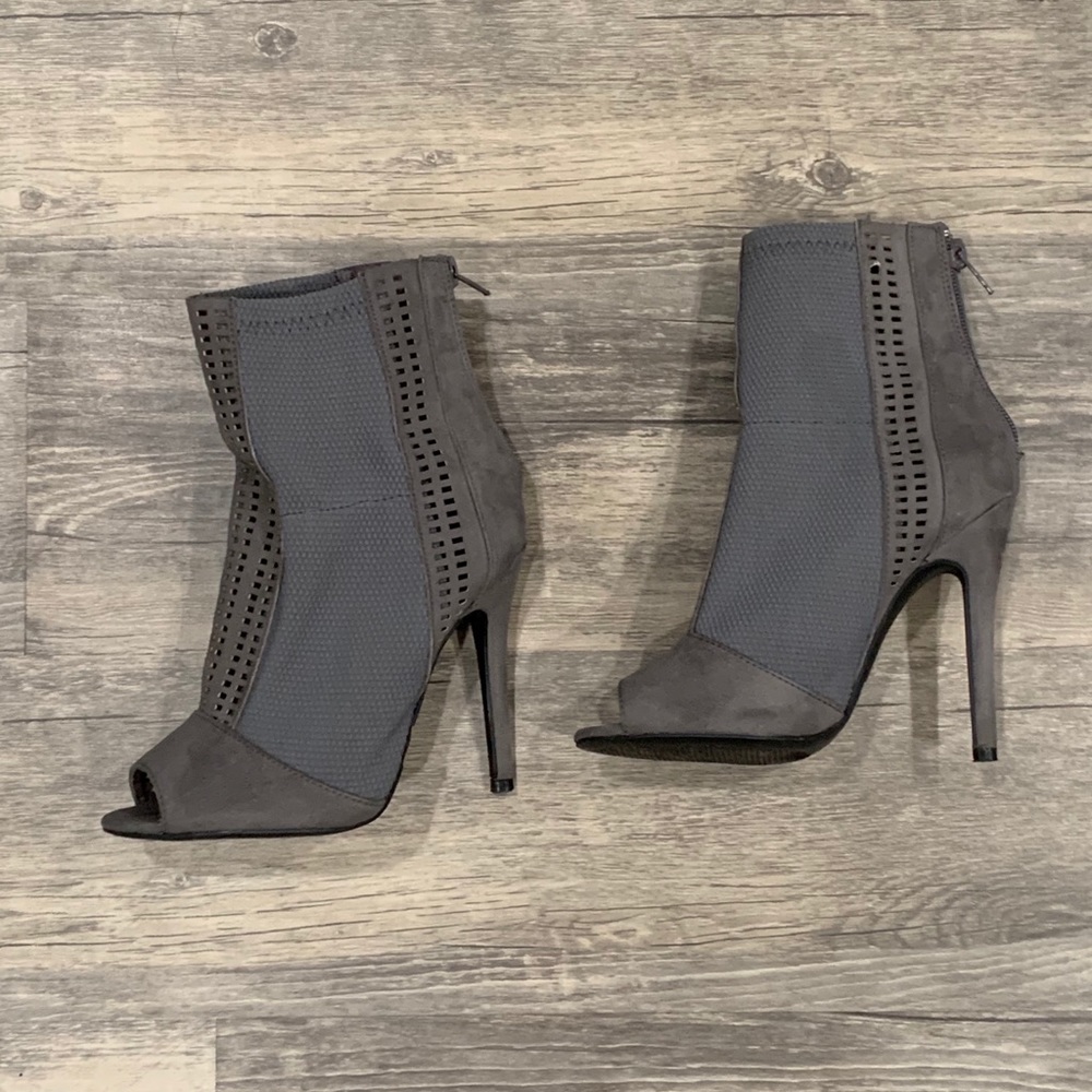 Qupid Knitted Peep-Toe Sock Booties